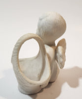 Angel Kneeling Next To a Basket 3 3/4" Tall Ceramic Figurine