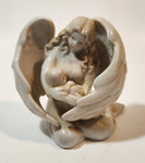 Russ Berrie 15483 Angel Holding New Born Infant 3 1/2" Tall Porcelain Figurine Candle Holder