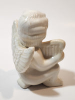 Angel Kneeling One One Knee Holding Lyre 3 5/8" Tall Ceramic Figurine