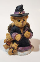 Halloween Angel Witch Bear with Broom 3 1/2" Tall Resin Figurine