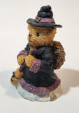 Halloween Angel Witch Bear with Broom 3 1/2" Tall Resin Figurine