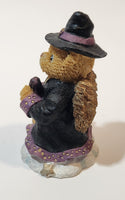 Halloween Angel Witch Bear with Broom 3 1/2" Tall Resin Figurine