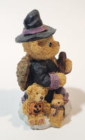 Halloween Angel Witch Bear with Broom 3 1/2" Tall Resin Figurine