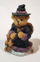 Halloween Angel Witch Bear with Broom 3 1/2" Tall Resin Figurine