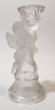 Cherub Themed Frosted and Clear Glass 6 1/2" Tall Candle Holder
