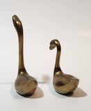 Vintage Swan Bird 2 1/2" and 3 5/8" Brass Metal Figurines Set of 2