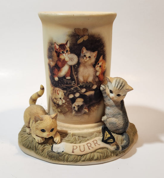2010 The Bradford Exchange Live, Love, Purr Collection Purr Often 5 1/4" Tall Resin Tealight Candle Holder One Chip