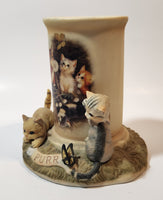 2010 The Bradford Exchange Live, Love, Purr Collection Purr Often 5 1/4" Tall Resin Tealight Candle Holder One Chip