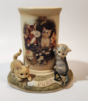 2010 The Bradford Exchange Live, Love, Purr Collection Purr Often 5 1/4" Tall Resin Tealight Candle Holder One Chip