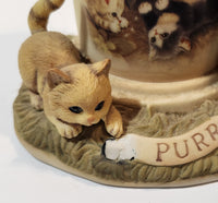 2010 The Bradford Exchange Live, Love, Purr Collection Purr Often 5 1/4" Tall Resin Tealight Candle Holder One Chip