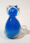 Blue and Clear Cat 3 3/4" Tall Art Glass Figurine