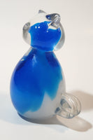 Blue and Clear Cat 3 3/4" Tall Art Glass Figurine