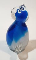 Blue and Clear Cat 3 3/4" Tall Art Glass Figurine