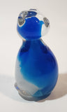 Blue and Clear Cat 3 3/4" Tall Art Glass Figurine