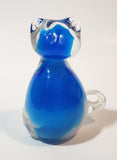 Blue and Clear Cat 3 3/4" Tall Art Glass Figurine