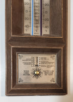 Vintage 1970s Springfield Aspen 312 Indoor Outdoor Thermometer with Wind Chill Factor Adjustment 5 1/4" x 14" Faux Wood Weather Station Made in U.S.A.