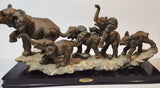 Ruby's Collection 13 3/4" Elephant Family Sculpture on Wood Base