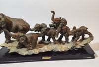 Ruby's Collection 13 3/4" Elephant Family Sculpture on Wood Base