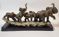 Ruby's Collection 13 3/4" Elephant Family Sculpture on Wood Base