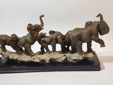 Ruby's Collection 13 3/4" Elephant Family Sculpture on Wood Base