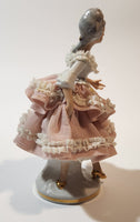 Vintage Crown 'N' Dresden Ballerina 5 1/4" Pink and White Lace Porcelain Dressed Figurine