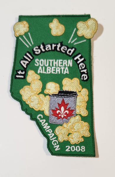 Scouts Canada Boy Scouts 2008 Popcorn Campaign It All Started Here Southern Alberta Embroidered Fabric Patch