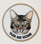 Take Me Home Cat Themed Embroidered Fabric Patch