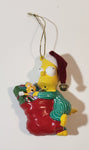 2004 Kurt S. Alder Twentieth Century Fox The Simpsons Bart Simpson with Santa Bag and Krusty Doll 3 1/2" Resin Hanging Christmas Tree Ornament