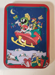 1998 Warner Bros. Looney Tunes Marvin The Martian In Space Style Christmas Sleigh Embossed Tin Metal Container