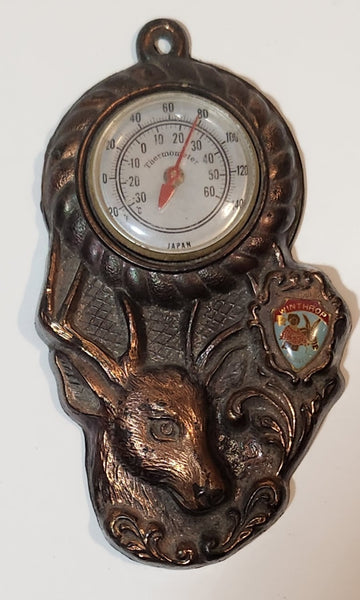Vintage Winthrop Washington Deer Themed Copper Thermometer Wall Hanging