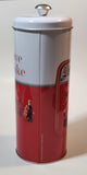 2016 Coca Cola Coke Ice Cold Embossed Tin Metal 9 1/4" Tall Straw Dispenser Holder with 50 Straws