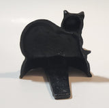 Vintage Black and White Cat Laying On Grass 3 1/2" Tall Hand Painted Heavy Cast Iron Door Stop