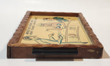 Vintage 1950s Would You Please Move Your Things A Minute, Miss? Wood Framed Lacquered Picture Tray