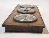 Vintage Sabre Baromaster Brown Leather Covered 5 1/2" x 14 3/4" Thermometer Barometer Hygrometer Weather Station