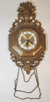 Vintage 1963 Syroco #4780 Ornate 13" x 26 3/4" Wall Clock with Chain Hanging