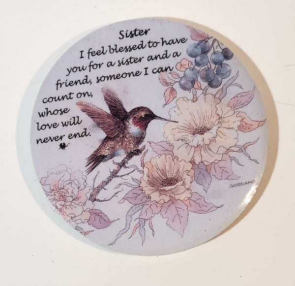 Sister Hummingbird Themed 3 1/2" Ceramic Fridge Magnet