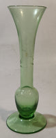 Vintage Berry Plant Etched Green Glass 6" Tall Bud Vase