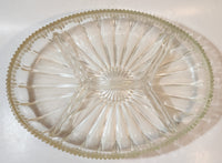 Vintage Four Compartment Crystal Cut Glass 8" x 11" Serving Dish