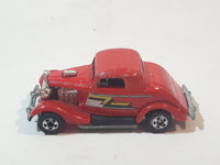 Rare 1987 Hot Wheels 3-Window '34 Red w/ Yellow White Black ZZ Die Cast Toy Car Hot Rod Vehicle