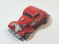Rare 1987 Hot Wheels 3-Window '34 Red w/ Yellow White Black ZZ Die Cast Toy Car Hot Rod Vehicle