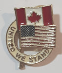 United We Stand Flags of Canada and United States of America Enamel Metal Lapel Pin