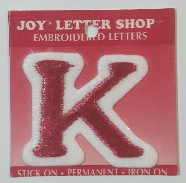 1996 Joy Insignia Letter Shop Red Letter K Iron On Embroidered Fabric Patch Badge