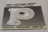 1996 Joy Insignia Letter Shop Silver Letter P Iron On Embroidered Fabric Patch Badge