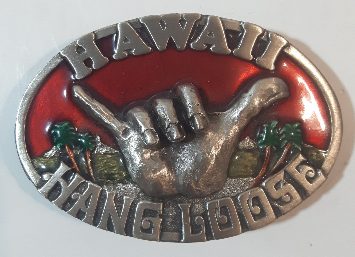 Vintage 1984 Arroyo Grande Hawaii Hang Loose Red and Green Enamel Belt ...