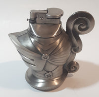 Vintage Medieval Knight Helmet Shaped Heavy Metal Table Top Gas Lighter with Inner Storage