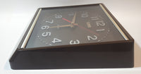 Vintage Topps Quartz Glass Face Brown Bordered Square Wall Clock