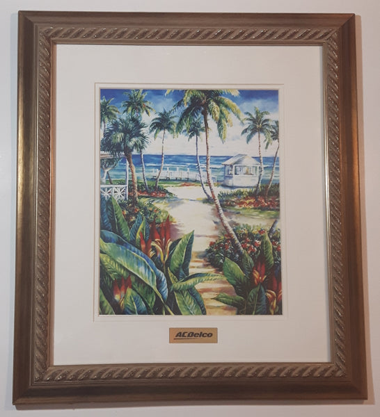Rare AC Delco Paint Tropical Palm Tree Beach Scene Art Print