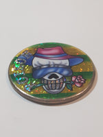 Poison Skull with Pink Rose in Mouth Heavy Metal Caps Pog Slammer