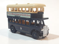 1980s Lledo Promotional Model Double Decker Bus Van Houten's Cocoa Blue and Cream Die Cast Toy Car Vehicle