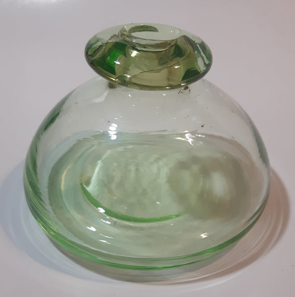 Vintage Ink Well Style Lime Green Blown Glass Bottle